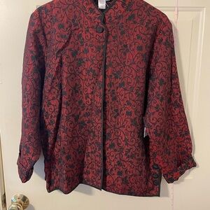Elegant Red and Black Floral Jacket